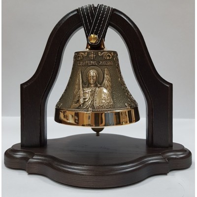 Колокол бронзовый на подставке "Архангел Михаил" d12 см, 1 кг