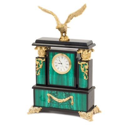 Декоративные часы из малахита "Горный орёл", высота 29 см