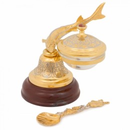 Икорница "Колокольчик" из яшмы (Златоустовская гравюра, 13.5x13x13см, вес 2.15кг)