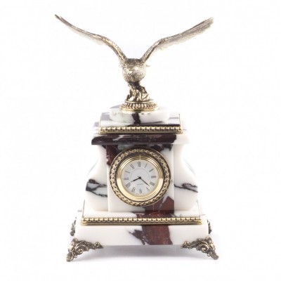 Каменные часы "Орел" мрамор бронза