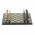 Подарочные шахматы "Русские воины" фигуры бронзовые на подставках из камня 44х44 см