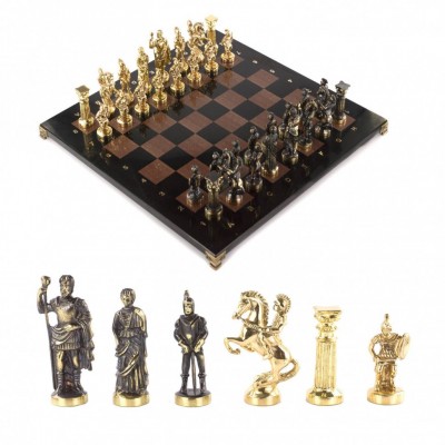 Подарочные шахматы из бронзы и камня "Римские войны" 44х44 см