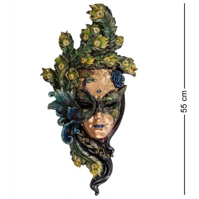 Венецианская большая маска Veronese "Павлин" (цвет зелёный с чёрным) WS-311