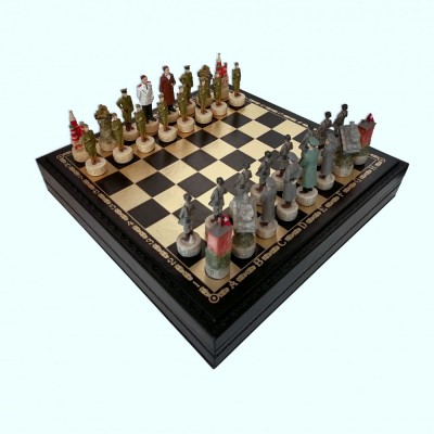 Подарочные Шахматы Italfama "Великая Отечественная война" набор игр 3 в 1 (шашки, нарды, шахматы) 35 см.
