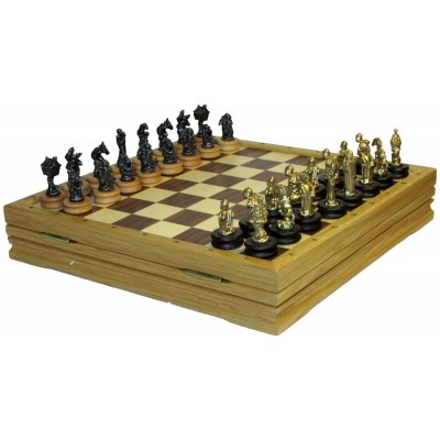 Шахматы мини "Бородинское сражение" с фигурами из олова чернеными