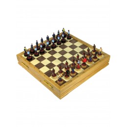 Подарочные Шахматы с раскрашенными оловянными фигурами "Вечное противостояние ГИБДД и Нарушители"