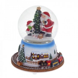 Фигурка декоративная в стекл. шаре с муз. и функц. движения "Дед Мороз"