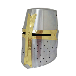 Шлем крестоносца с латунной отделкой