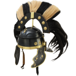 Шлем Римский с поперечным черно-светлым плюмажем