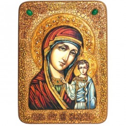 Икона подарочная "Образ Казанской Божией Матери" на мореном дубе