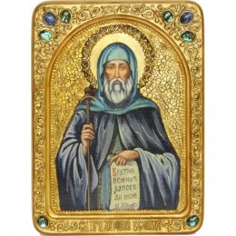 Живописная икона "Преподобный Антоний Великий" на сакральном кипарисе
