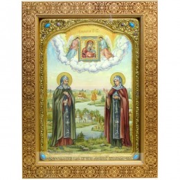 Живописная икона "Петр и Февронья" на кипарисе