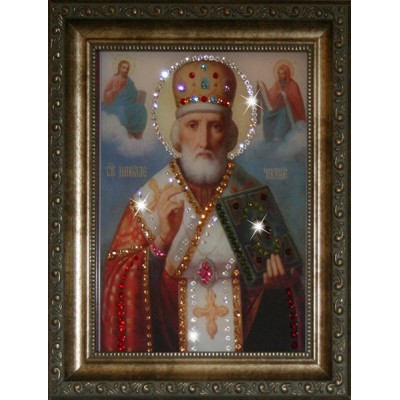 Икона с кристалами Сваровски " Николай Чудотворец"