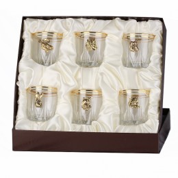Набор из 6-ти бокалов для виски с Звери в подарочной коробке с накладкой "Бывалому охотнику"