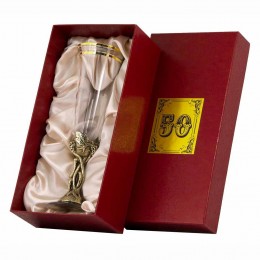 Бокал для шампанского "50 лет" Богемия, Н=215 мм, V=190 мл, отделка "Сеточка" (в картонной коробке)