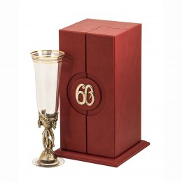 Бокал для шампанского "60 лет" Богемия, Н=215 мм, V=190 мл, отделка "Сеточка" (в кожаном футляре)