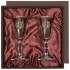 Набор из 2х бокалов для вина/шампанского "Ретро" с накладкой "Близнецы" в упаковке пейсли, ложемент золотистый шелк, накладка золото пластик с гравировкой
