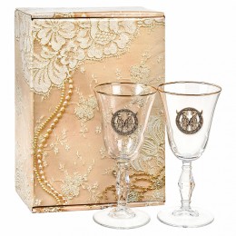 Набор бокалов для вина/шампанского "Близнецы" в подарочной золотой коробке