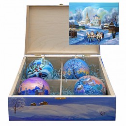 Набор новогодних шариков с кристаллами Swarovski "В предвкушении праздника", d. 10см