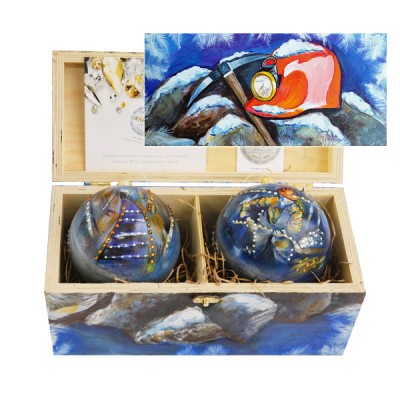 Набор новогодних шариков с кристаллами Swarovski "В предвкушении праздника Шахтеры", d. 10см