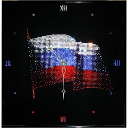 Картина Сваровски "Часы Флаг России"