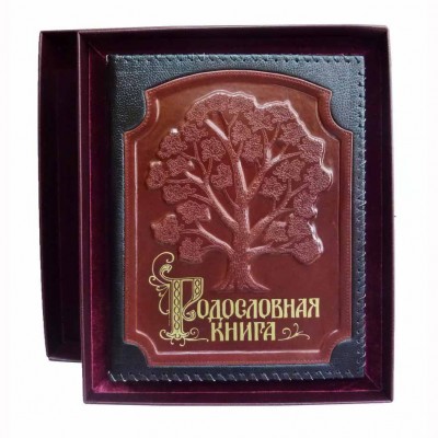 Родословная книга кожаная обложка с оплеткой (в футляре с бархатным ложементом)