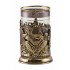 Набор для чая "Банный" (3 пр.) (стакан-стекло с золотым ободком, ложка- латунь, деревянный футляр)