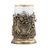 Набор для чая "Рог изобилия" (стакан - хрусталь с золотым ободком, кожаный футляр с бронзовой накладкой, ложка - латунь)