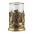 Набор для чая "Три богатыря" (3 пр.) (стакан-стекло с золотым ободком, ложка- латунь, деревянный футляр)
