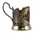 Набор для чая "Три богатыря" (3 пр.) - дерев.футляр, хруст.стакан, латунь, гравировка, ложка - нерж.зол.грав.