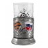 Подстаканник "Россия" - дерев.футляр, хруст.стакан, штамп, цветные эмали
