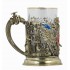 Набор для чая "Герб нефтяников и газовиков" (цветные ювелирные эмали, стакан - хрусталь с золотым ободком, кожаный футляр, ложка - латунь)