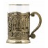 Набор для чая "Кино" (3 пр.) (стакан-стекло с золотым ободком, ложка- латунь, деревянный футляр)