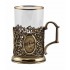 Набор для чая "Княгиня" (3 пр.) (стакан-стекло с золотым ободком, ложка- латунь, деревянный футляр)