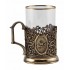 Набор для чая "Петр I" (3 пр.) (стакан-стекло с золотым ободком, ложка- латунь, деревянный футляр)
