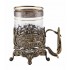 Набор для чая "Рыбалка" (3 пр.) (стакан-стекло с золотым ободком, ложка- латунь, деревянный футляр)
