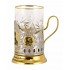 Набор для чая "Золотая женщина!  в/з(3 пр.) дерев. футляр, хруст.стакан, гравир., ложка нерж. зол. грав.
