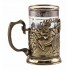 Набор для чая "Банный" (3 пр.) (стакан-стекло с золотым ободком, ложка- латунь, деревянный футляр)