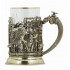 Набор для чая "Герб нефтяников и газовиков" (цветные ювелирные эмали, стакан - хрусталь с золотым ободком, кожаный футляр, ложка - латунь)