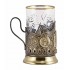 Набор для чая "Приятного чаепития" (3 пр.) (стакан - хрусталь, деревянный футляр, ложка - нерж. сталь зол.)