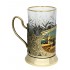 Набор для чая "Газовики" (3 пр.) цветой, деревянный футляр, хруст.стакан, латунь, термоперенос, ложка-нерж.,термоперенос.