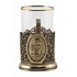 Набор для чая "Княгиня" (3 пр.) (стакан-стекло с золотым ободком, ложка- латунь, деревянный футляр)