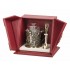 Набор для чая "С юбилеем-60 лет" (стакан-хрусталь с золотым ободком, кожаный футляр с бронзовой накладкой, ложка- латунь)