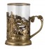 Подстаканник "Три богатыря" (стакан-стекло с золотым ободком, деревянный футляр)