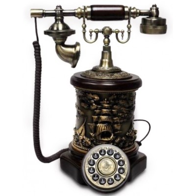 Ретро телефон с барельефным декором "Парусник"