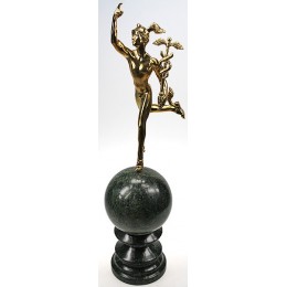 Статуэтка "Меркурий бог торговли" (Гермес) бронза, змеевик h.37см