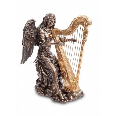 Статуэтка Veronese "Ангел, играющий на арфе" (bronze/gold)