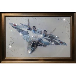 Картина с кристалами Сваровски "Истребитель в небе"