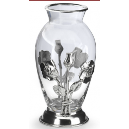 Декоративная ваза с оловянным декором "Роза" выс.28,5см