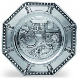 Декоративная настенная тарелка восьмигранная из олова "Geburt" d24см